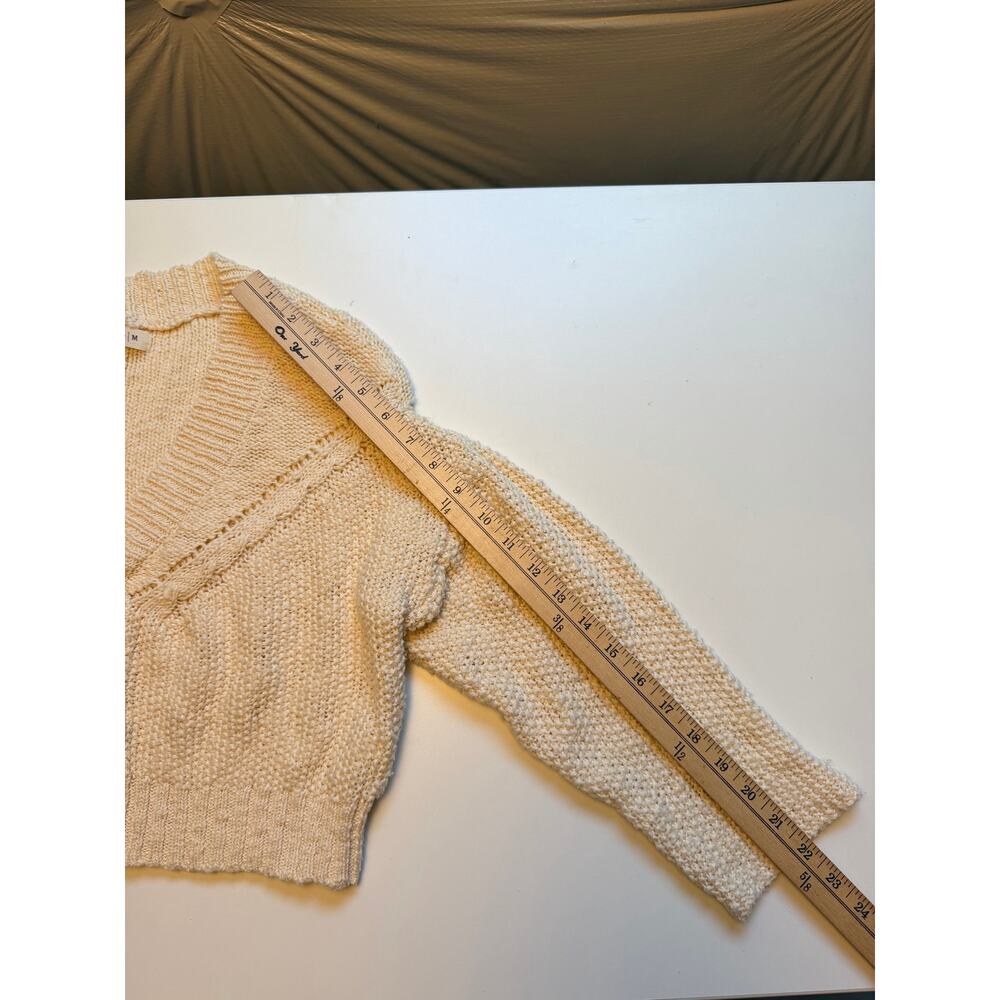 Natural Life Cream Cotton V-Neck Cropped Cardigan Sweater Size M Boho Casual - Picture 10 of 11